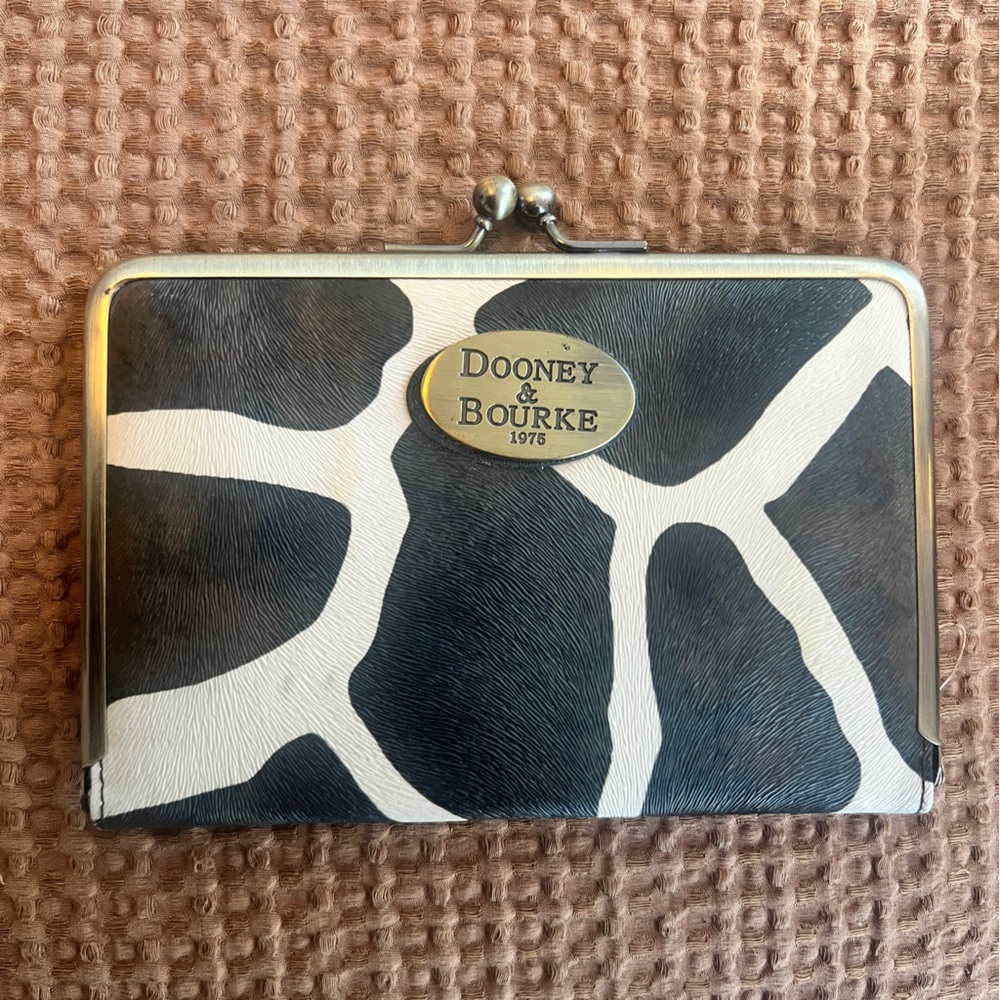 Vintage Dooney & Bourke Black and White Giraffe Print Wallet
